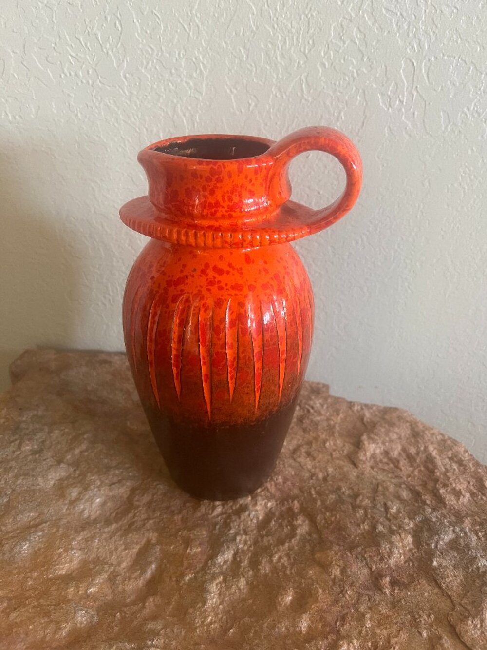 Vintage West German Orange Ombre Ceramic Vase